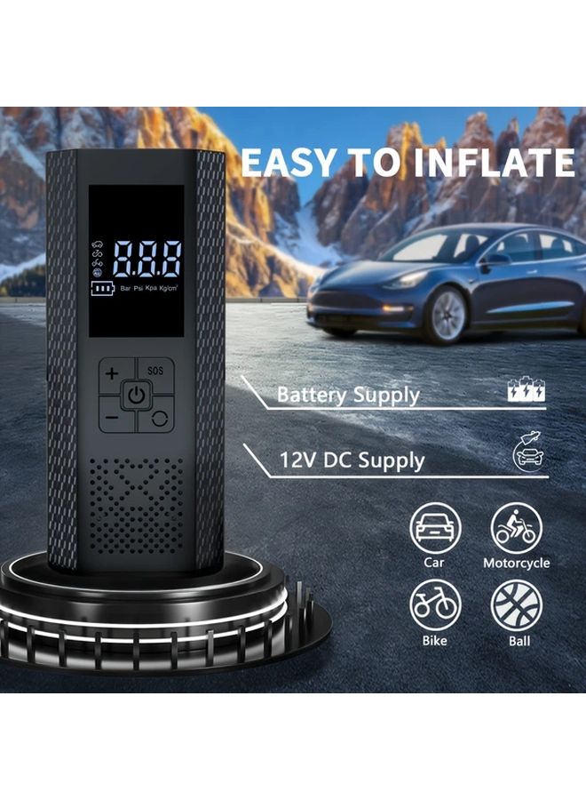 مضخة هواء الإطارات اللاسلكية المحمولة الذكية السوداء 150PSI للنفخ السريع - Image 3